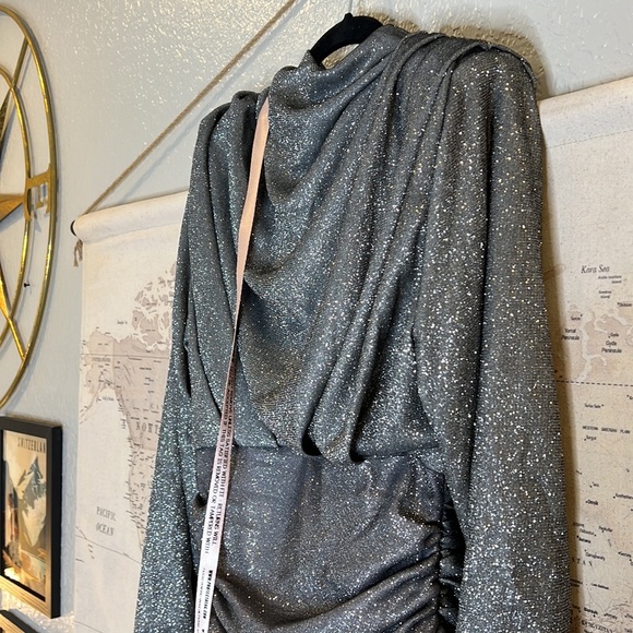 RARE House of CB 'Irena' Silver Sparkle Draped Dress NWT - Picture 14 of 16
